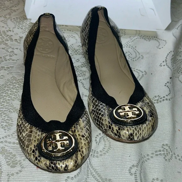 Tory Burch snakeskin ballerina flats size 6.5 - Picture 1 of 7
